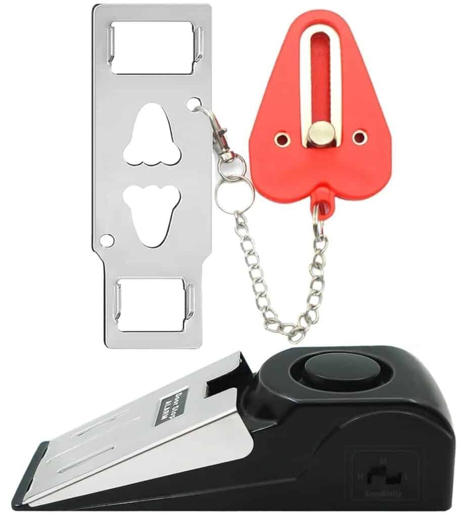 Door lock and door stop alarm for hotel doors and motel doors | travel safety tool